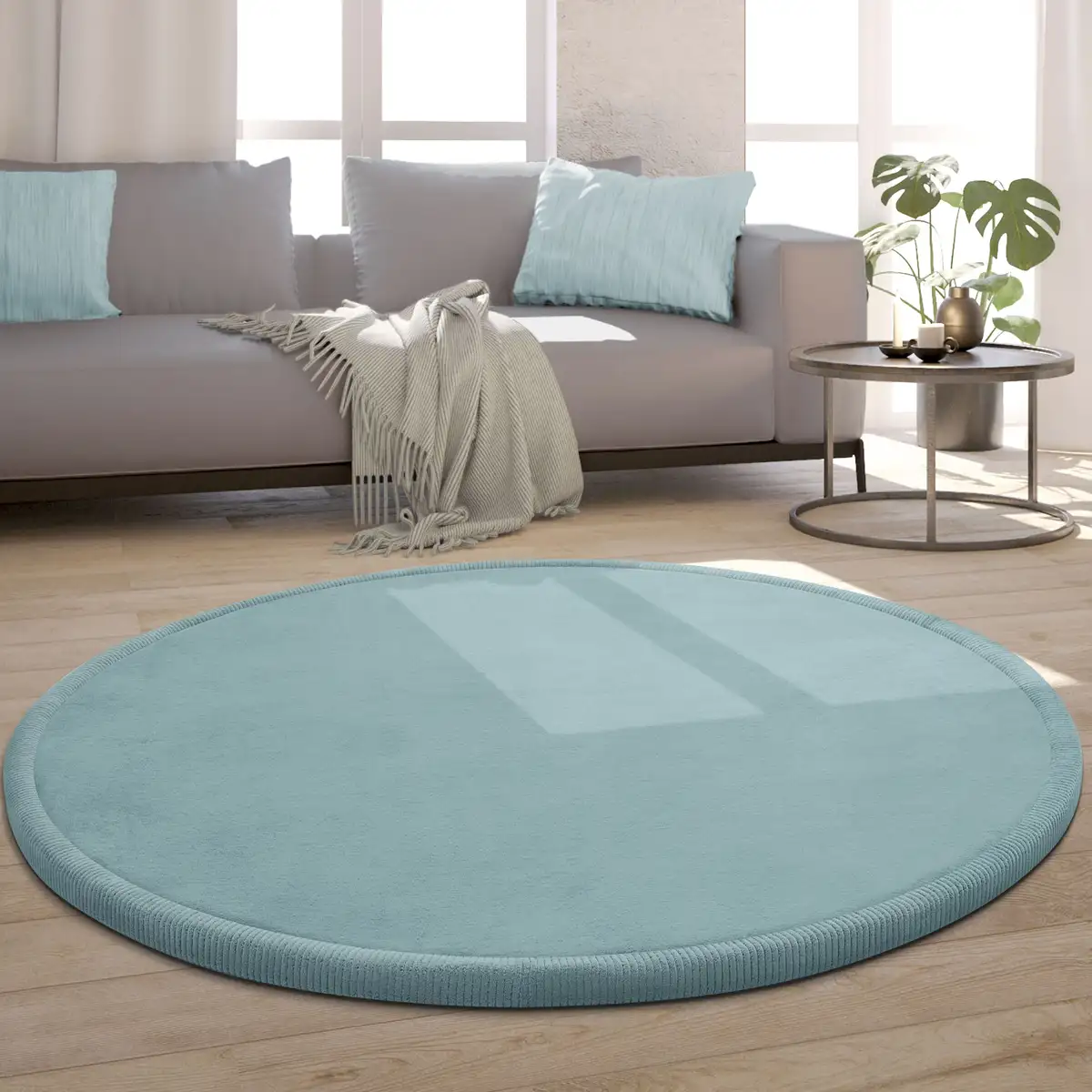 

Ковер Paco Home "Tatami 475", круглый, короткий ворс, однотонный, с пеной с эффектом памяти, можно стирать Ø 80 см, синий