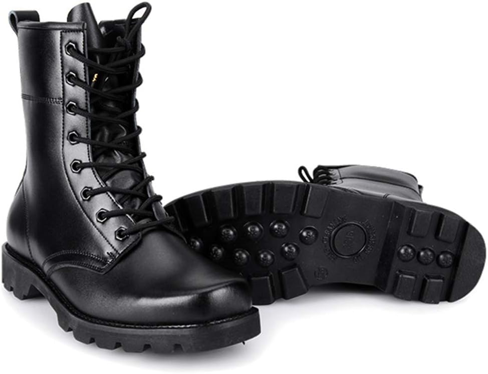 

Мужские боевые сапоги, охранные военные тактические ботинки с высоким голенищем, стальной носок и стелька, военные ботинки, черные A-38/UK 5.5/US 6.5 Jlfzc