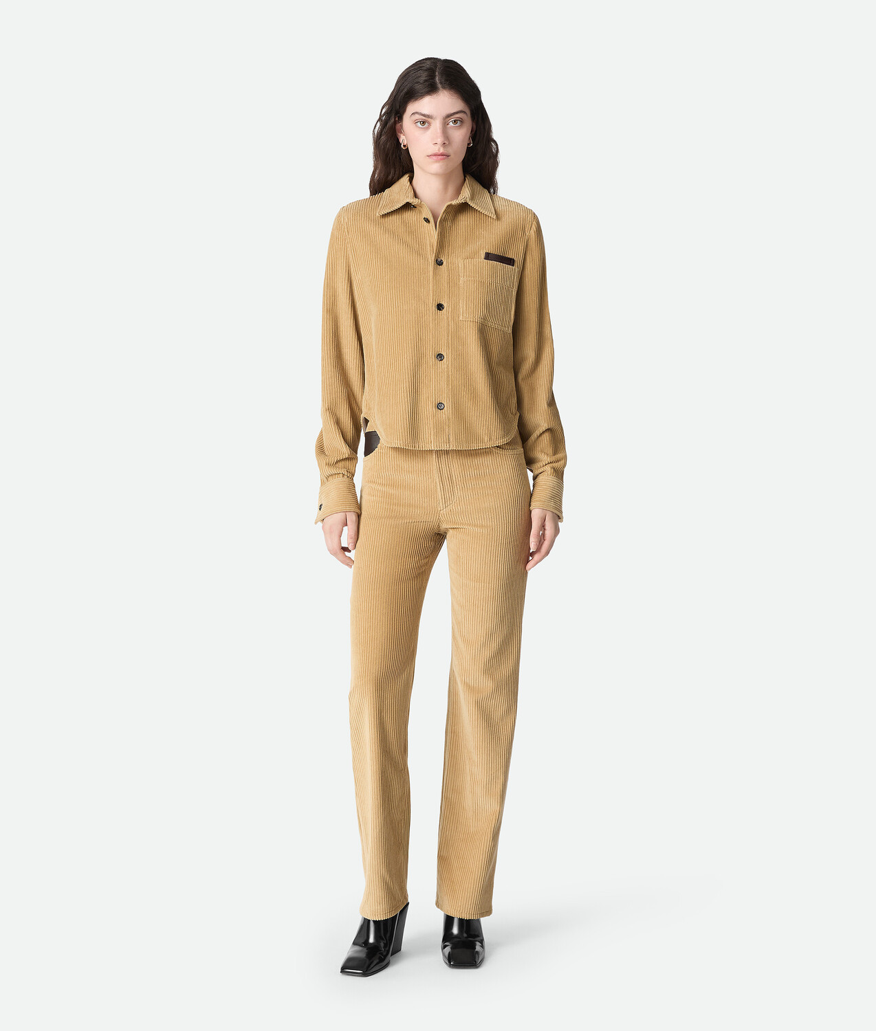 Cotton corduroy shirt BOTTEGA VENETA, светлый дуб — фото 4
