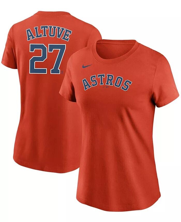 

Женская футболка с именем и номером Jose Altuve Orange Houston Astros Nike, оранжевый