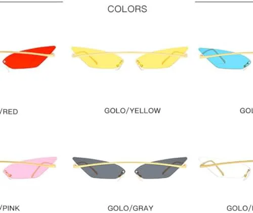 

Солнцезащитные очки «кошачий глаз» без оправы 2026 года для женщин, в стиле ретро, ​​панк, прозрачные, яркие, уникальные, C3, один размер MTZJH, One Color