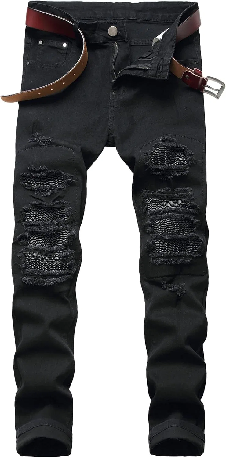 Джинсы свободного кроя, рваные, Black