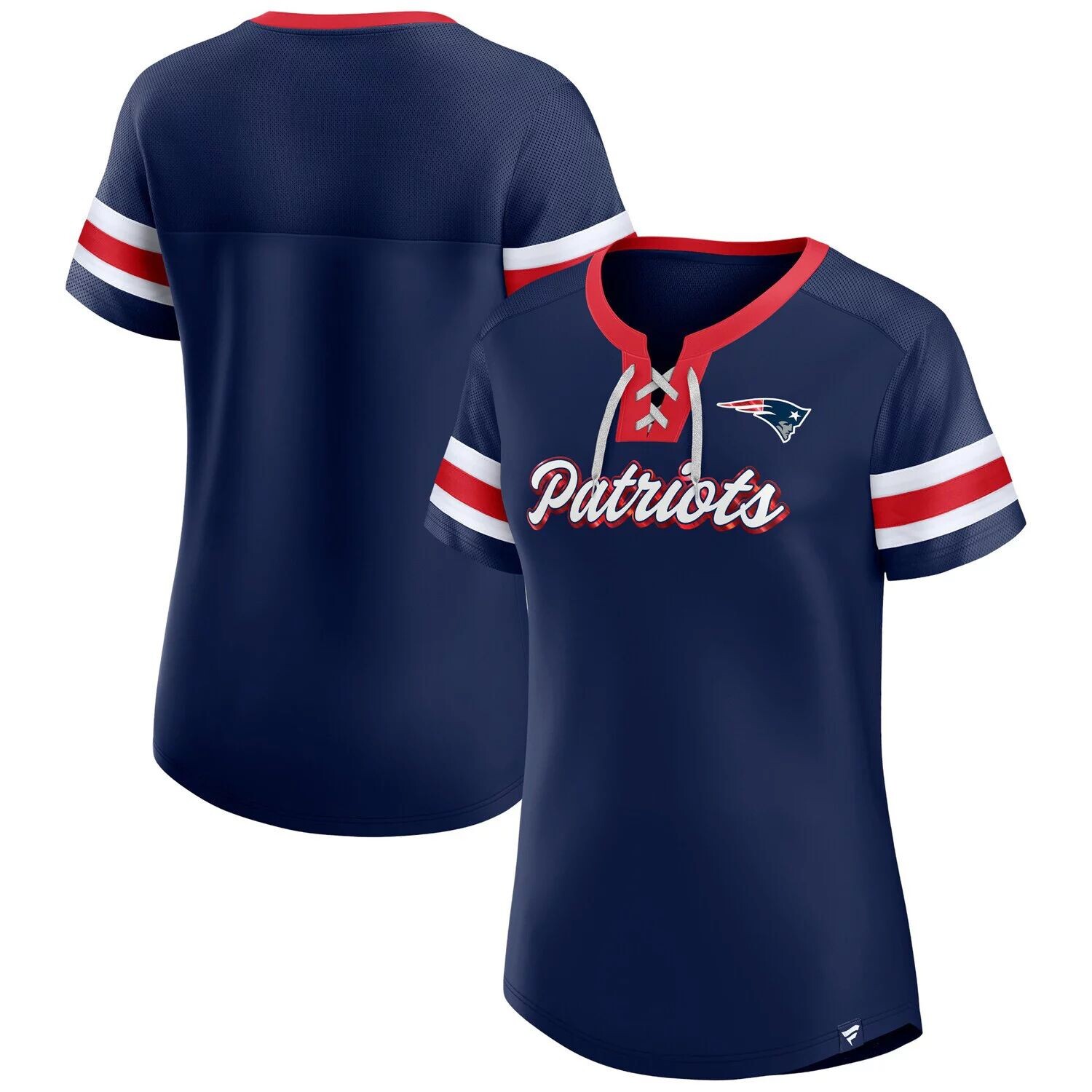

Женская темно-синяя футболка Fanatics New England Patriots Original State на шнуровке Fanatics, Синий, Женская темно-синяя футболка Fanatics New England Patriots Original State на шнуровке Fanatics