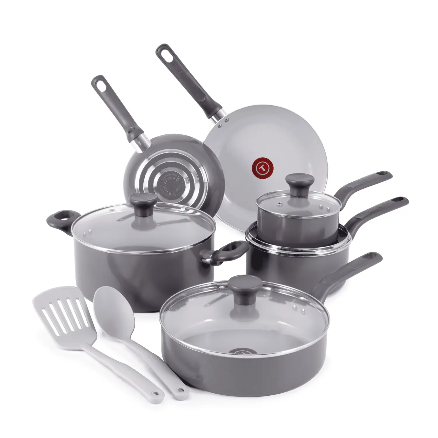 

Керамический набор антипригарной посуды T-fal Easy Care 12 шт, серый