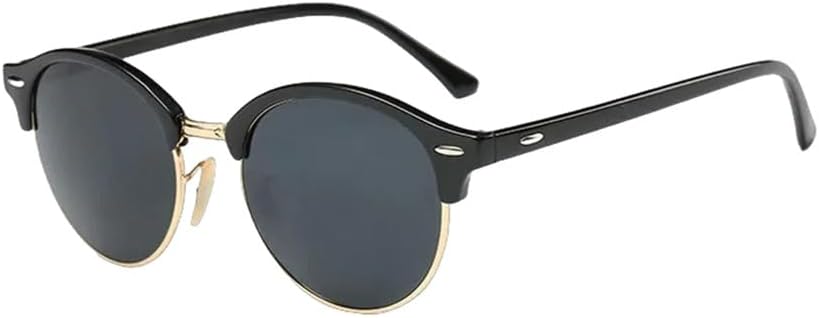 

Винтажные женские солнцезащитные очки для мужчин и женщин в стиле ретро с заклепками, круглые зеркальные очки для вождения, женские и мужские, UV400 HCPIHF, Black Gray