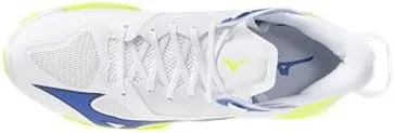 Гандбольные кроссовки Mizuno Wave Mirage 5, белые, синие, неоново-желтые, с динамической амортизацией и технологией Wave — фото 4