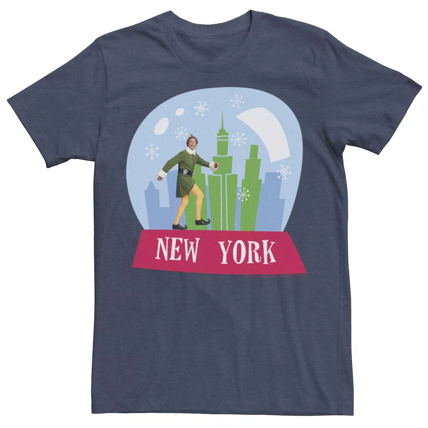 

Мужская футболка с графическим плакатом Elf Buddy New York Snow Globe Licensed Character
