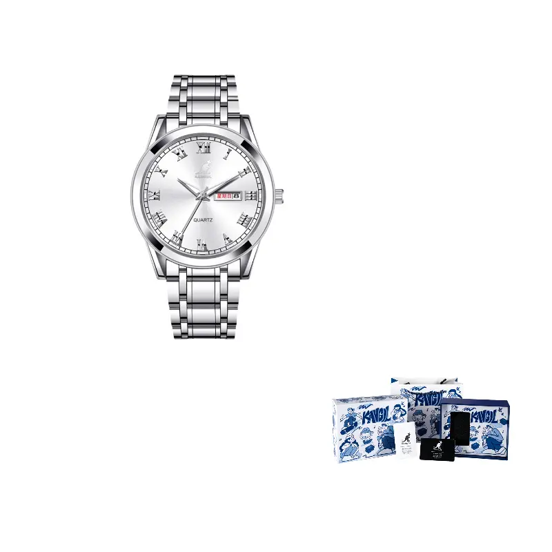 

KANGOL Кварцевые часы из нержавеющей стали с черным циферблатом