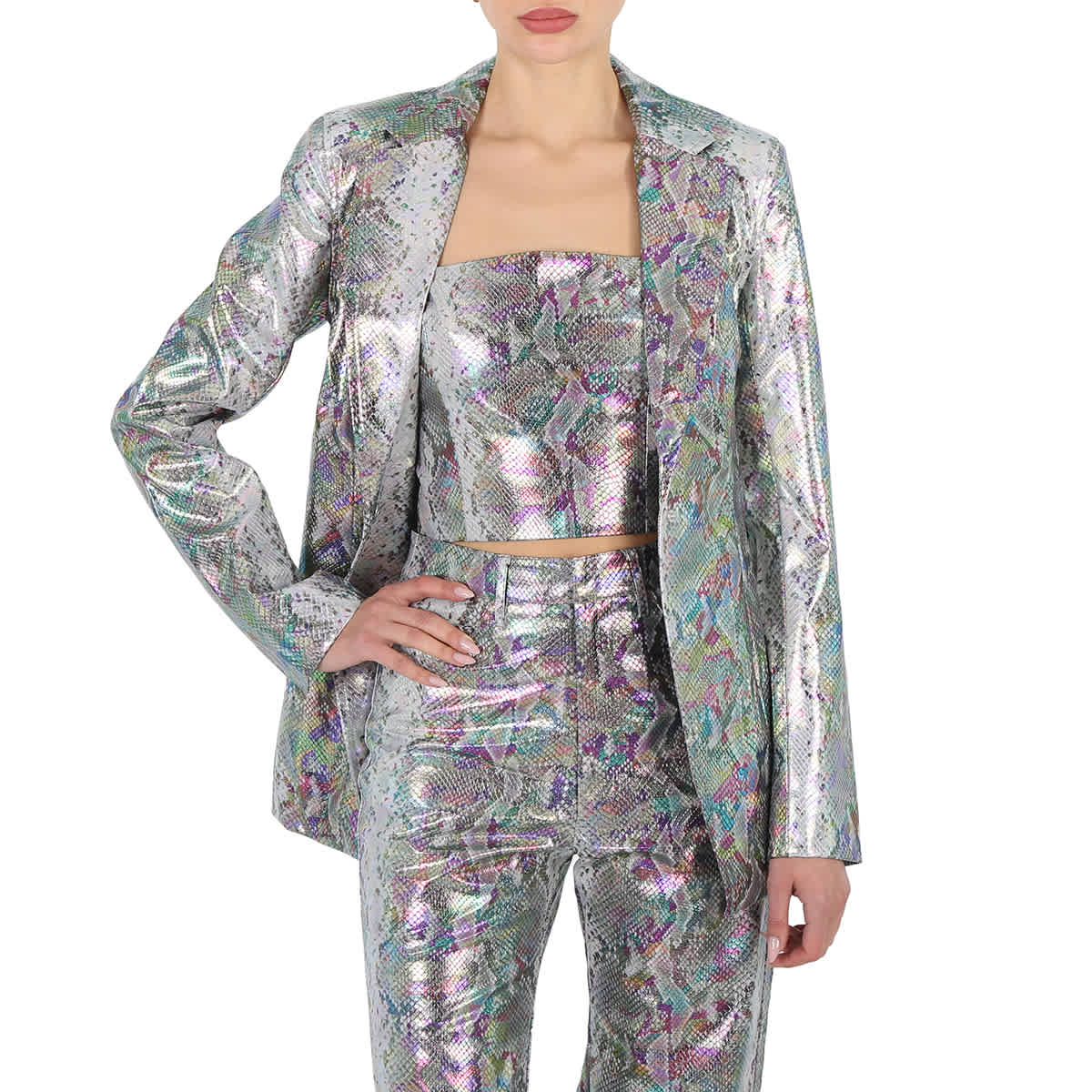 

Поворот Женский Блейзер Spiced Plum Comb Snake Print Rotate, Spiced Plum Comb.