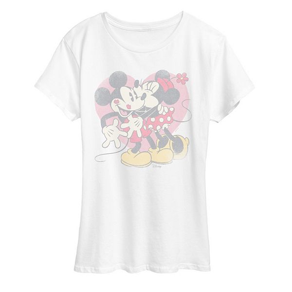 

Футболка женская Mickey & Minnie Valentine's Day Heart Distressed Graphic Disney, White