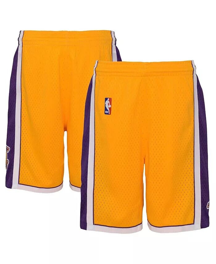 

Золотые шорты Big Boys Los Angeles Lakers из твердой древесины Classics Swingman Mitchell & Ness, золотой