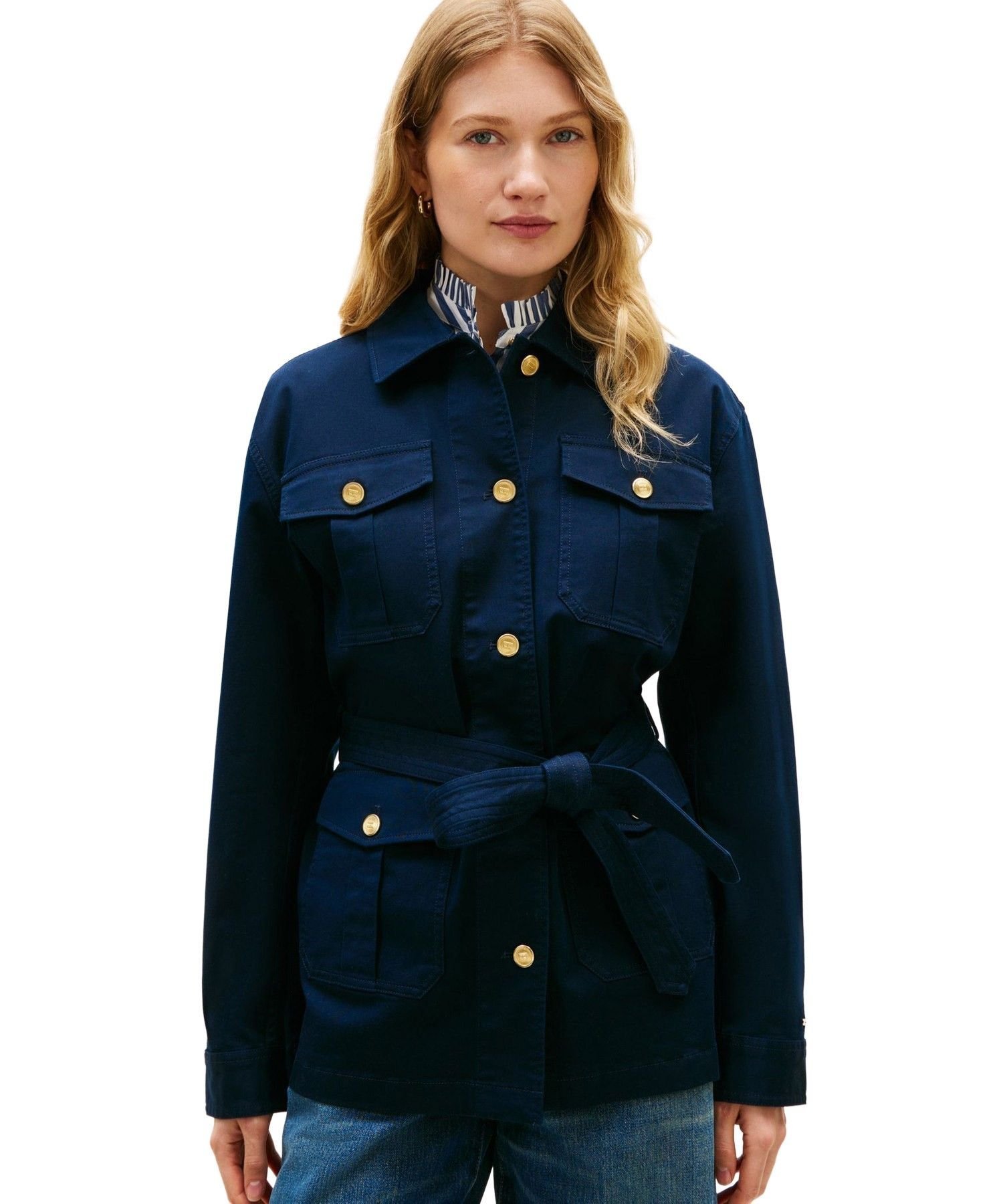Хлопковая полевая куртка с золотыми пуговицами, размер 26SS TOMMY HILFIGER, Navy C1G
