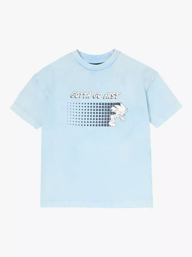 Детская футболка Kids' x Sonic Oversized Washed T-Shirt, синяя Angel & Rocket — фото 4