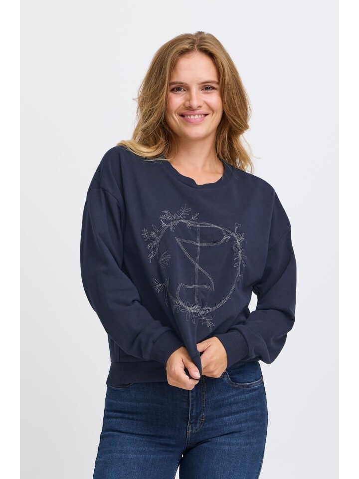 

Толстовка PULZ Jeans Rundhalspullover PZTABITA Logo Sweatshirt 50208229 stylischer Pullover, синий
