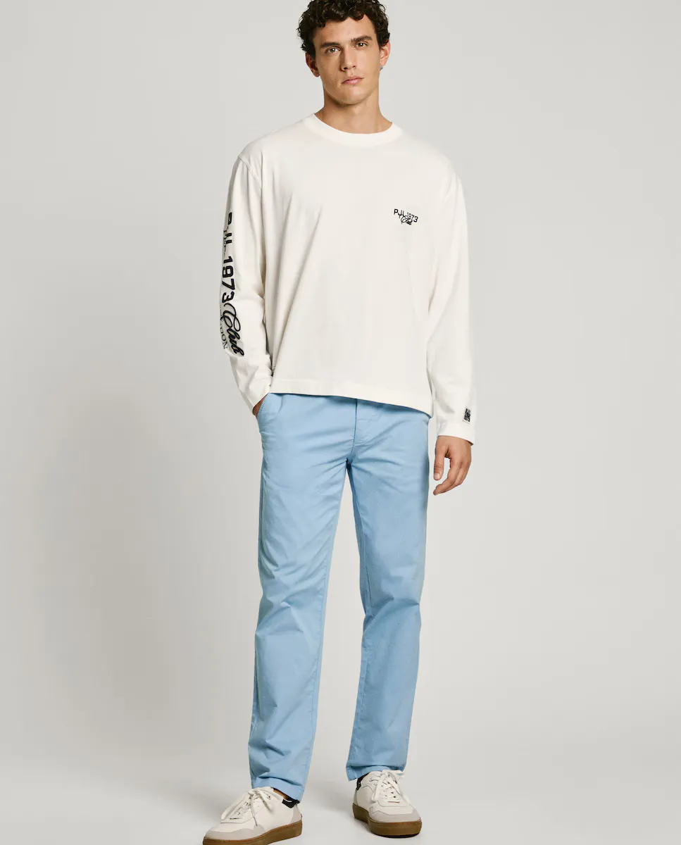 

Мужские эластичные чиносы slim fit из поплина Pepe Jeans, светло-голубой