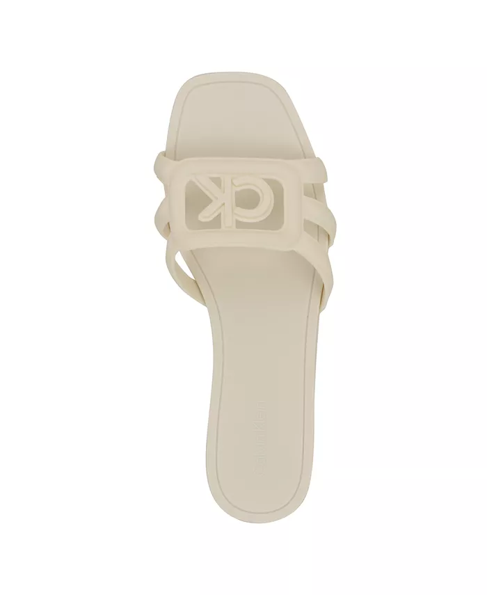 Женские сланцы Yoana Logo Slip-On Jelly Flat Calvin Klein, слоновая кость/кремовый — фото 4