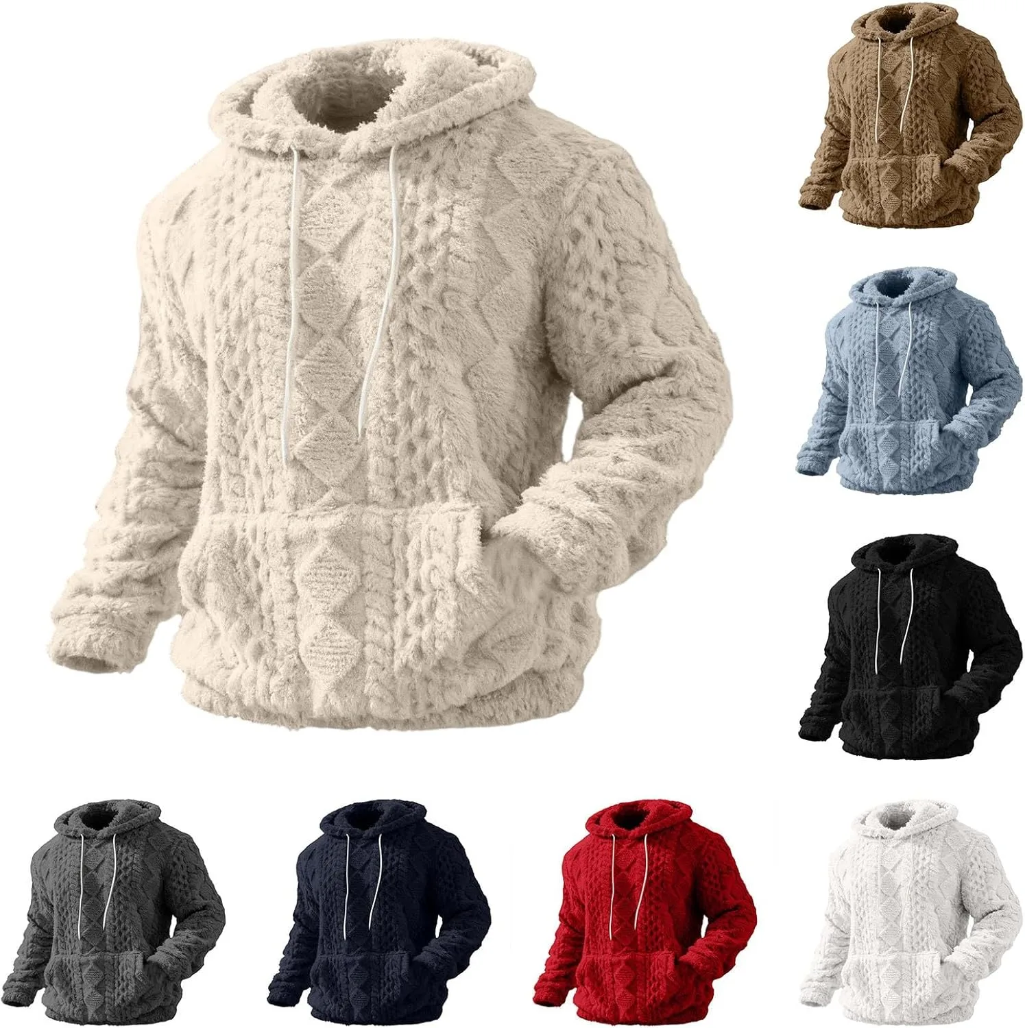 

Толстовка Sherpa с капюшоном, двойная флисовая, утепленная, с карманами ABABC