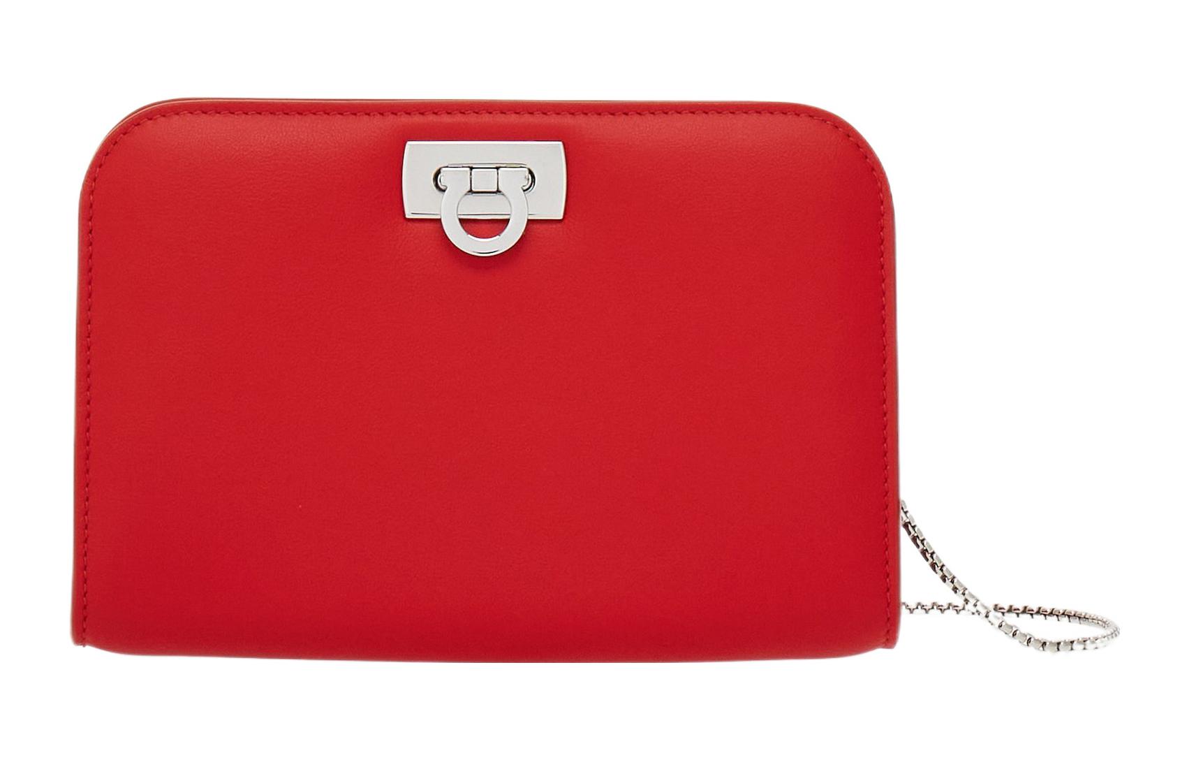 

Ferragamo Мини-клатч из телячьей кожи Женский огненно-красный