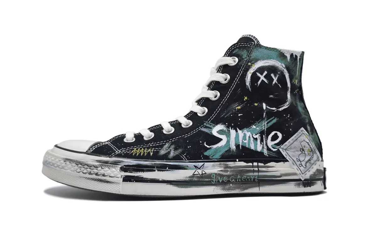 Converse Chuck 70 Graffiti Era Green, износостойкие, дышащие, высокие парусиновые туфли унисекс, черно-зеленые