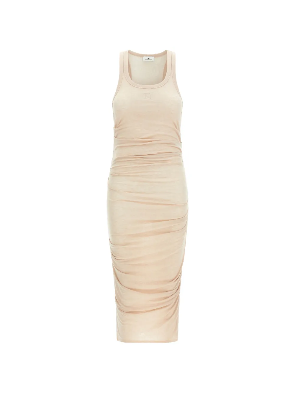 

Драпированное миди-платье с вышивкой логотипа Elisabetta Franchi, нейтральный