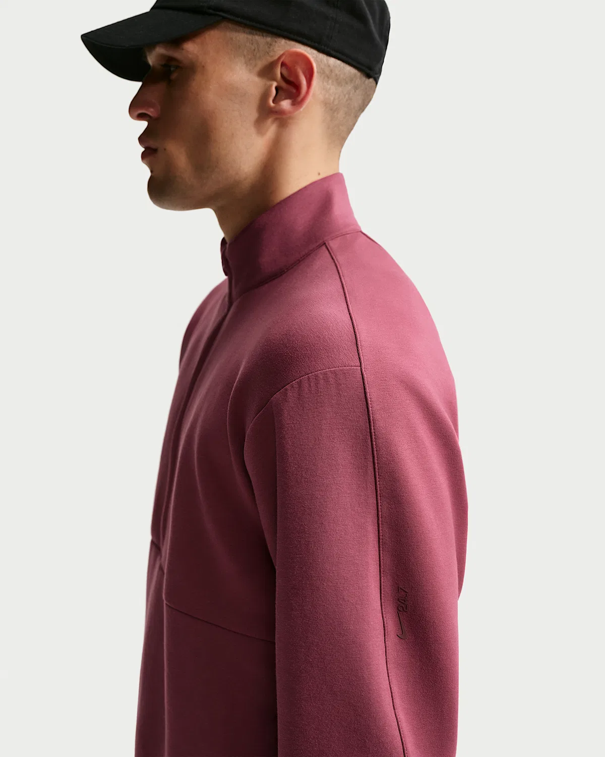 Мужская футболка с половинной молнией Nike 24.7 ImpossiblySoft Dri-FIT, Pink Smoke/Light Boulder — фото 2