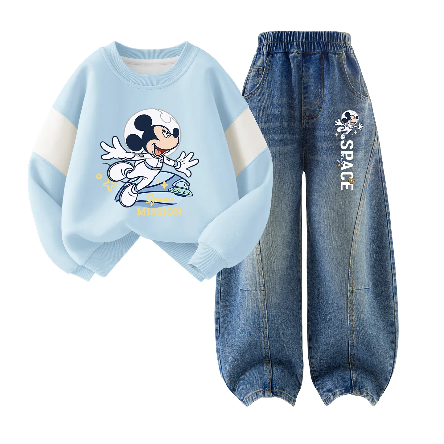 Детская спортивная одежда Casual с круглым вырезом Disney, Di Flight Cheesecake Blue+Di Flight K Denim Blue