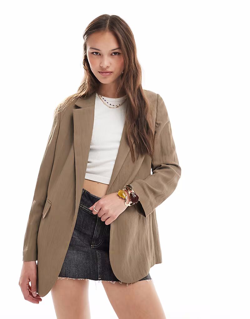 

Пиджак Stradivarius с жатым узором коричневого цвета