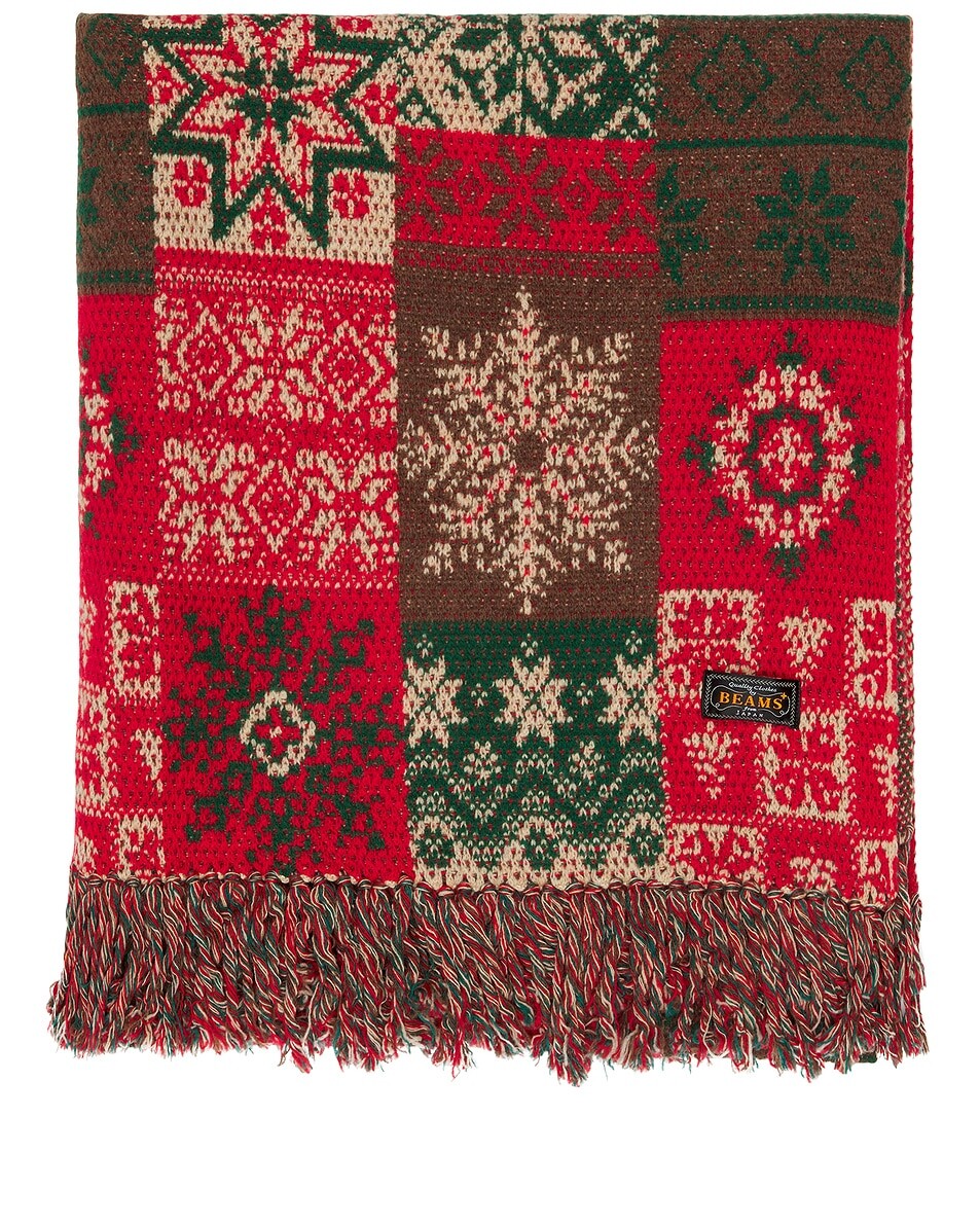 

Шарф Blanket Double Jacquard Patchwork Like Pattern Beams Plus, красный
