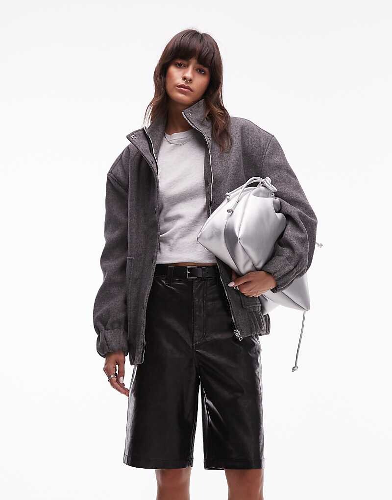 

Topshop – бомбер из графитовой шерсти