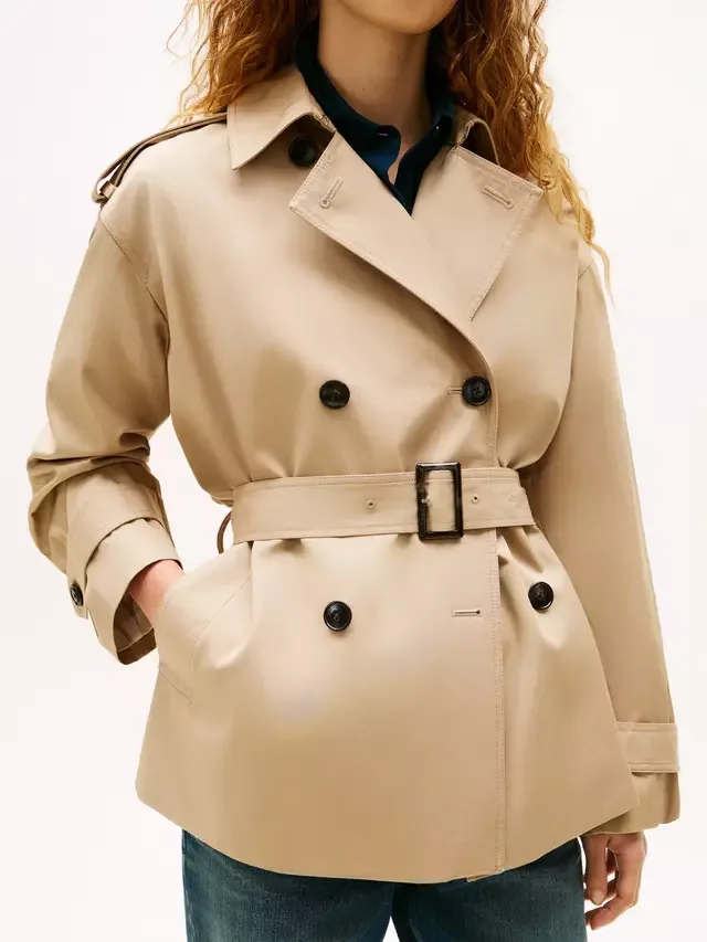 Водоотталкивающая короткая куртка-тренч, бежевая Tommy Hilfiger — фото 4