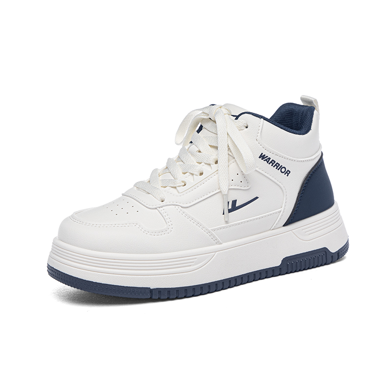 WARRIOR Синтетические кожаные утепленные нескользящие кроссовки High top Skateboard Unisex Beige Dark Blue — фото 3