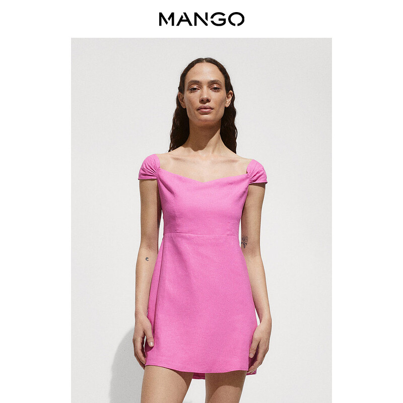 

Платье Mango с воротником-лодочкой, светло-розовый