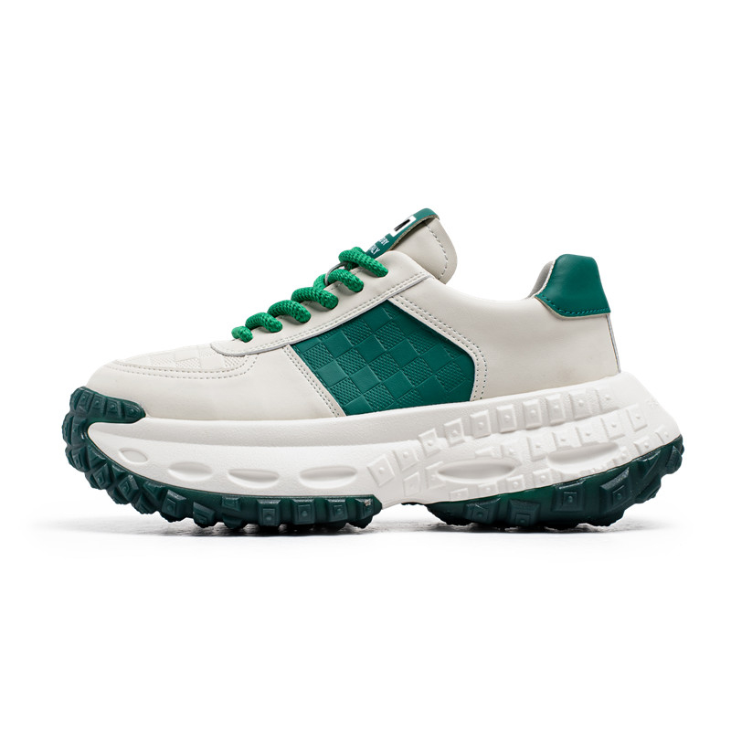 

JKEM Амортизирующие износостойкие низкие массивные кроссовки для мужчин с эффектом увеличения роста бело-зеленые, цвет White Green