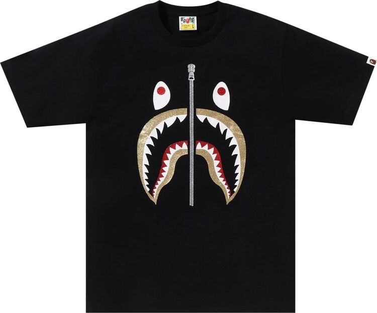 

Футболка BAPE Glitter Shark 'Black', черный