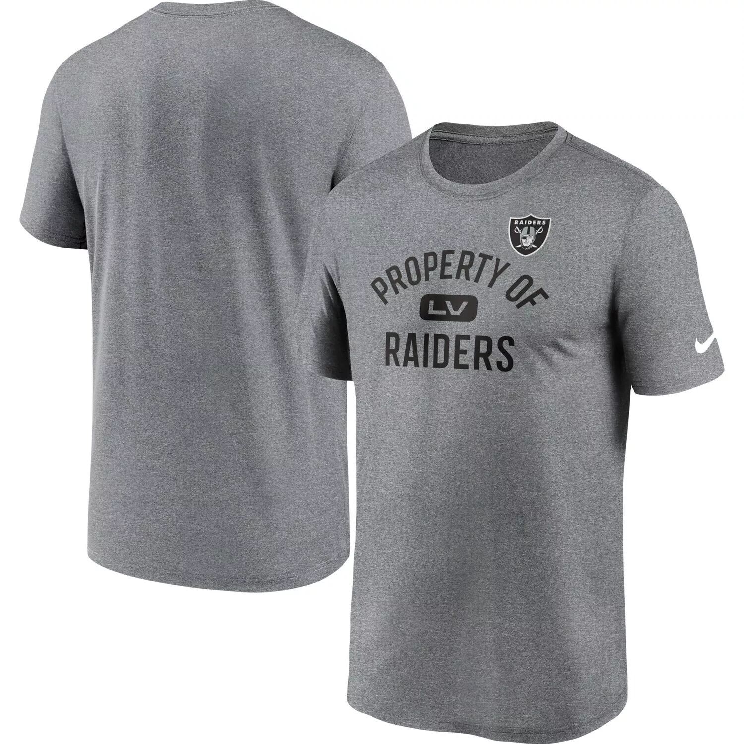 

Мужская темно-серая футболка Las Vegas Raiders Heather Property Of Legend Performance Nike, Серый, Мужская темно-серая футболка Las Vegas Raiders Heather Property Of Legend Performance Nike