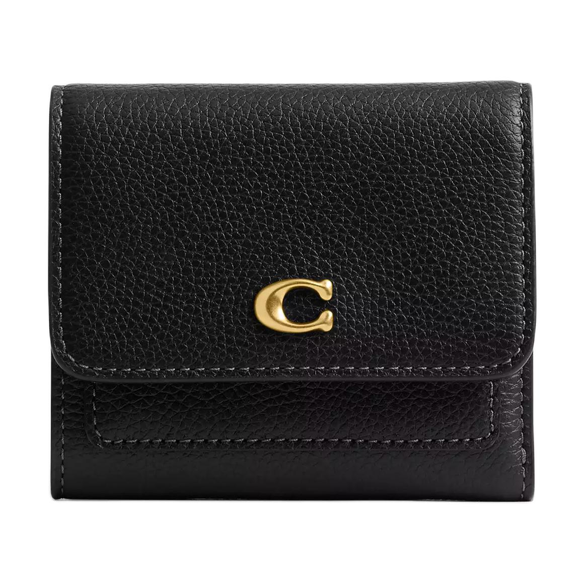 

COACH Кожаный женский кошелек маленький черный, Black