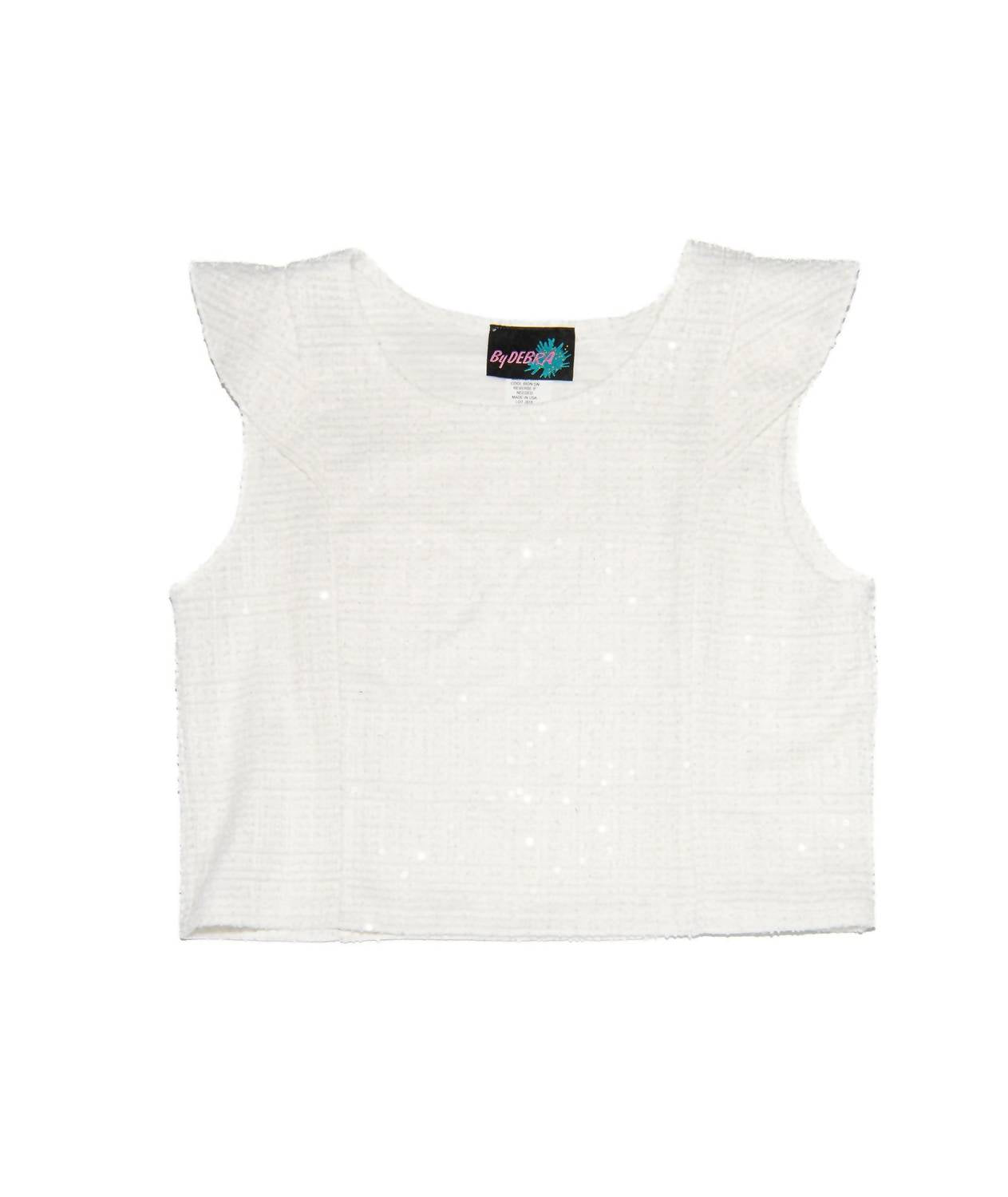 

Детская топ с пайетками и рукавами-крылышками белый By Debra