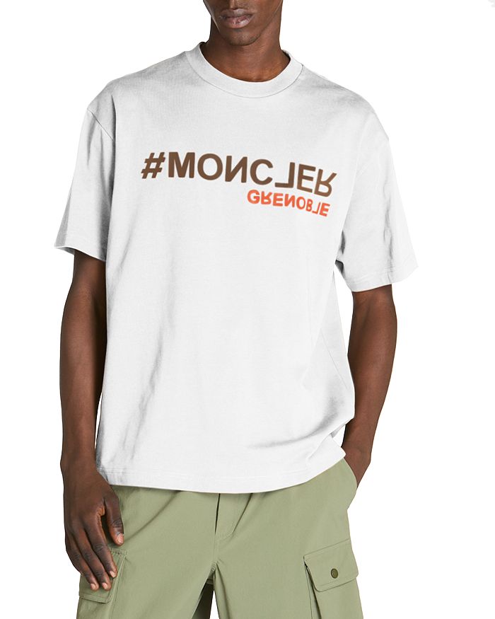 

Футболка с коротким рукавом и логотипом Moncler, слоновая кость/кремовый