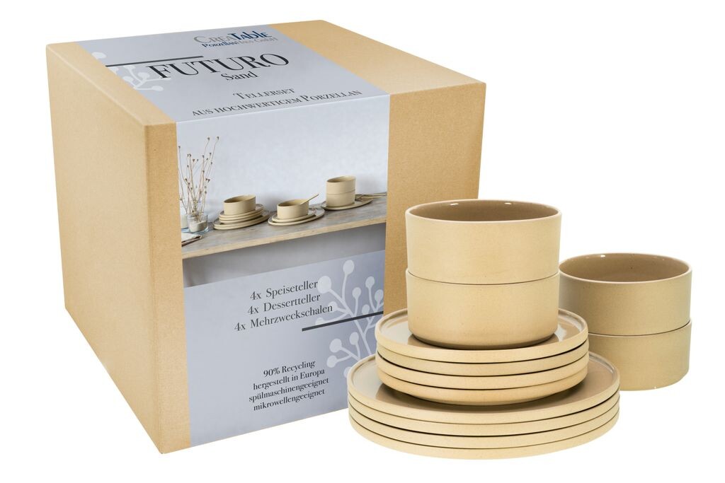 

CreaTable, 21524, футуро песок, набор тарелок, 12 предметов, керамика, бежевый