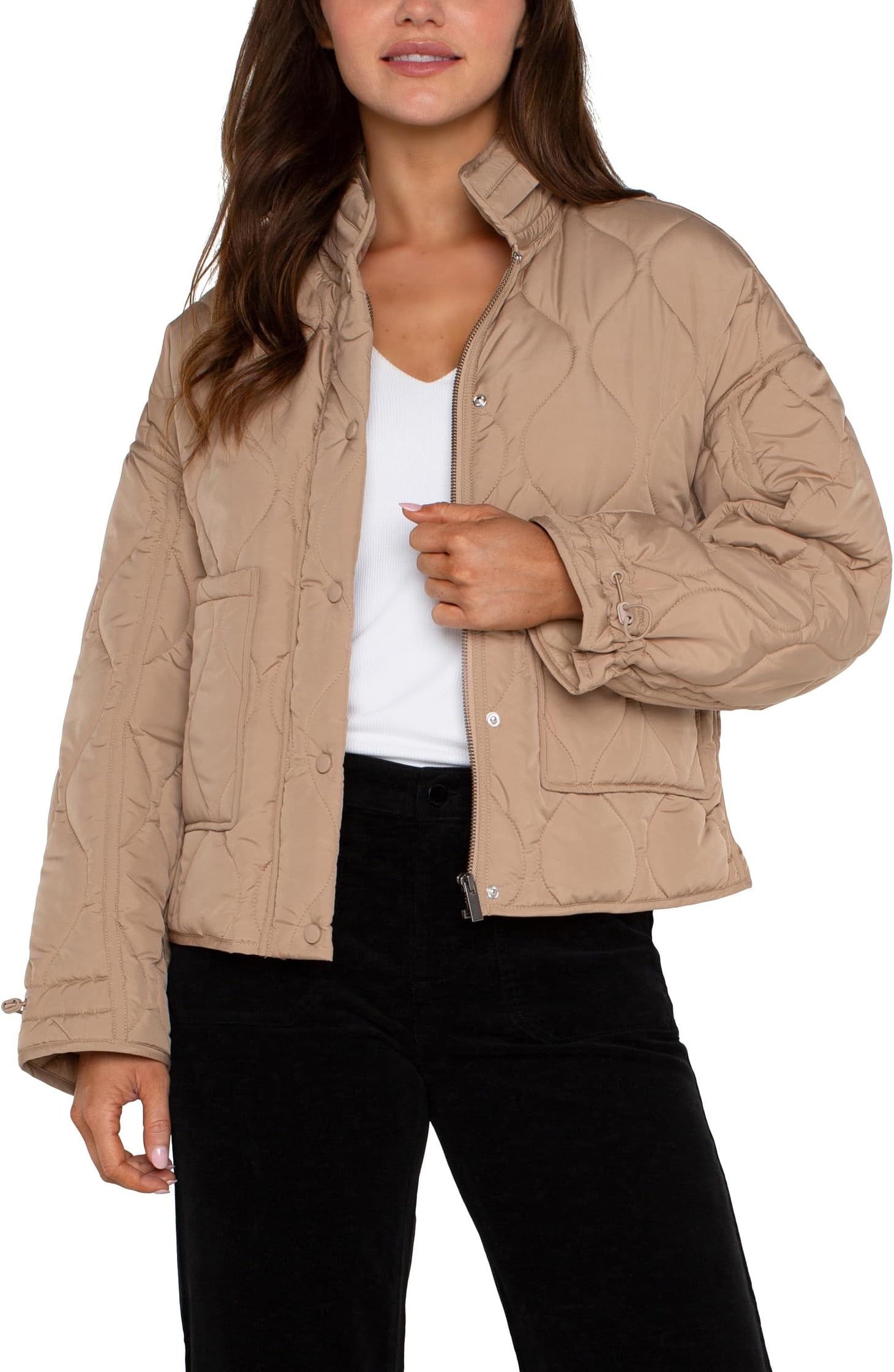 

Куртка Liverpool Los Angeles Quilted Jacket with Zip Out Hood Hourglass Quilted Woven, кэмел