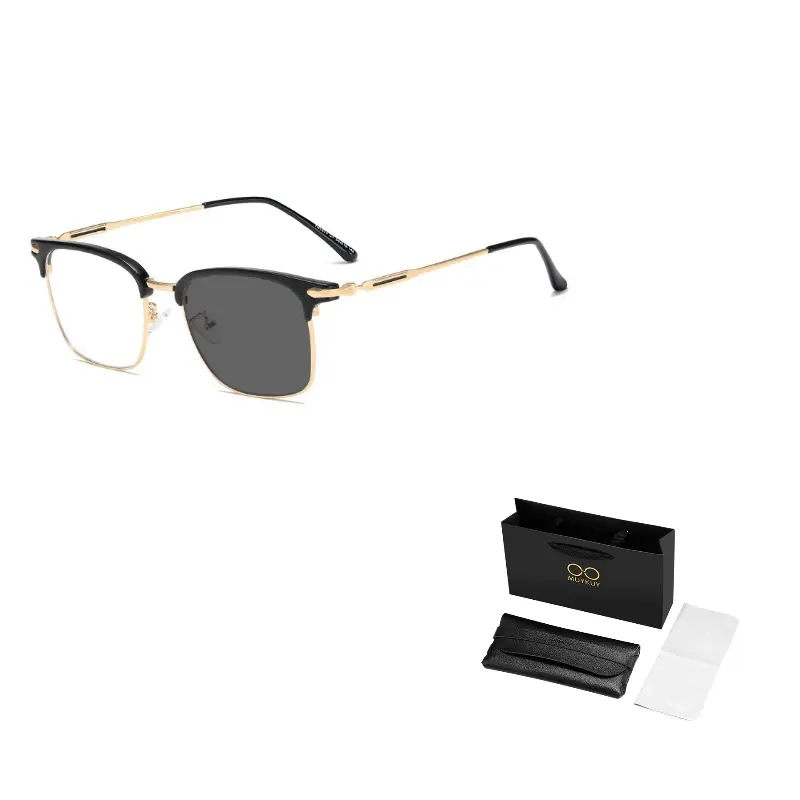 

MUYKUY Унисекс солнцезащитные очки в стиле броулайн, MK372YJ-002 Gold Frame with Bright Black-Transparent Gradient Gray Lens