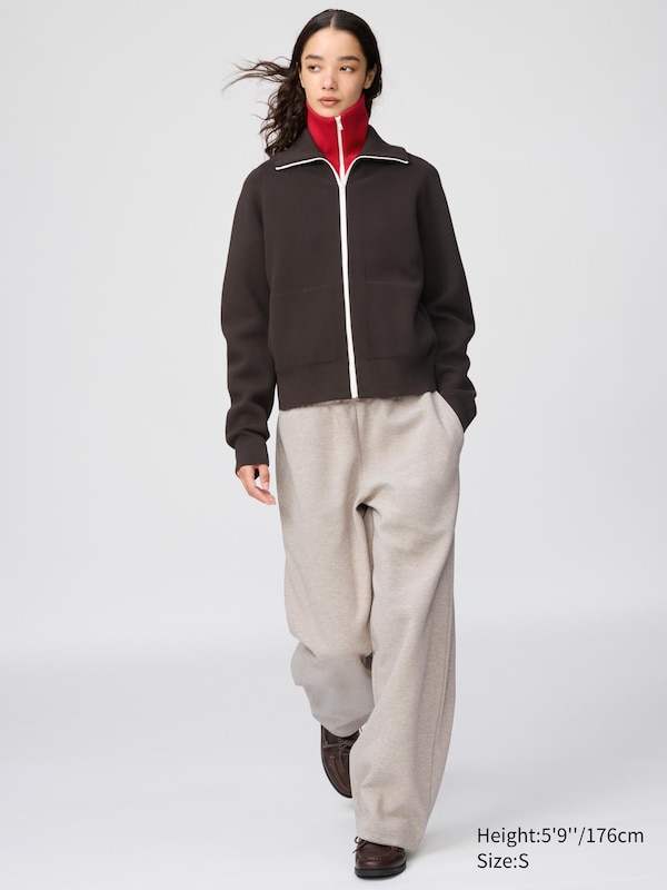 Широкие брюки из футера Uniqlo, 18 wine — фото 4