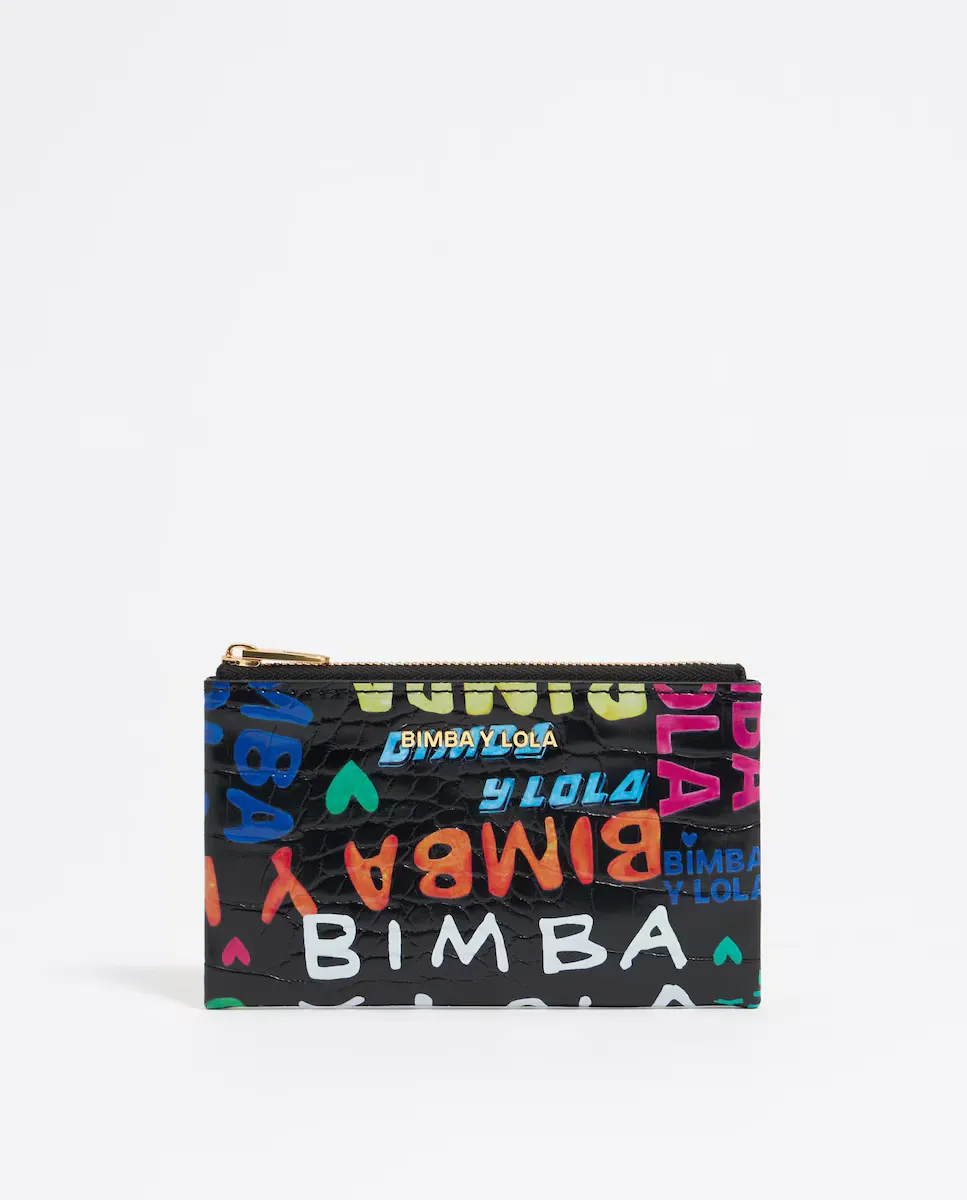 

Женская визитница с гравировкой под крокодила Bimba y Lola, черный