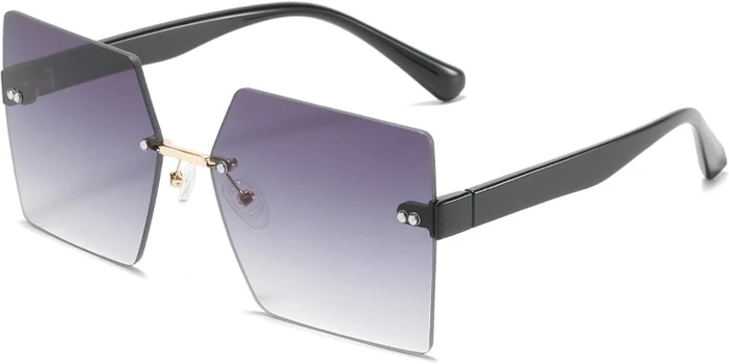 

Модные солнцезащитные очки класса люкс без оправы для женщин и мужчин, для активного отдыха, путешествий, вождения, защиты от солнца UV400 TKKTLLT, Black Gradient Gray