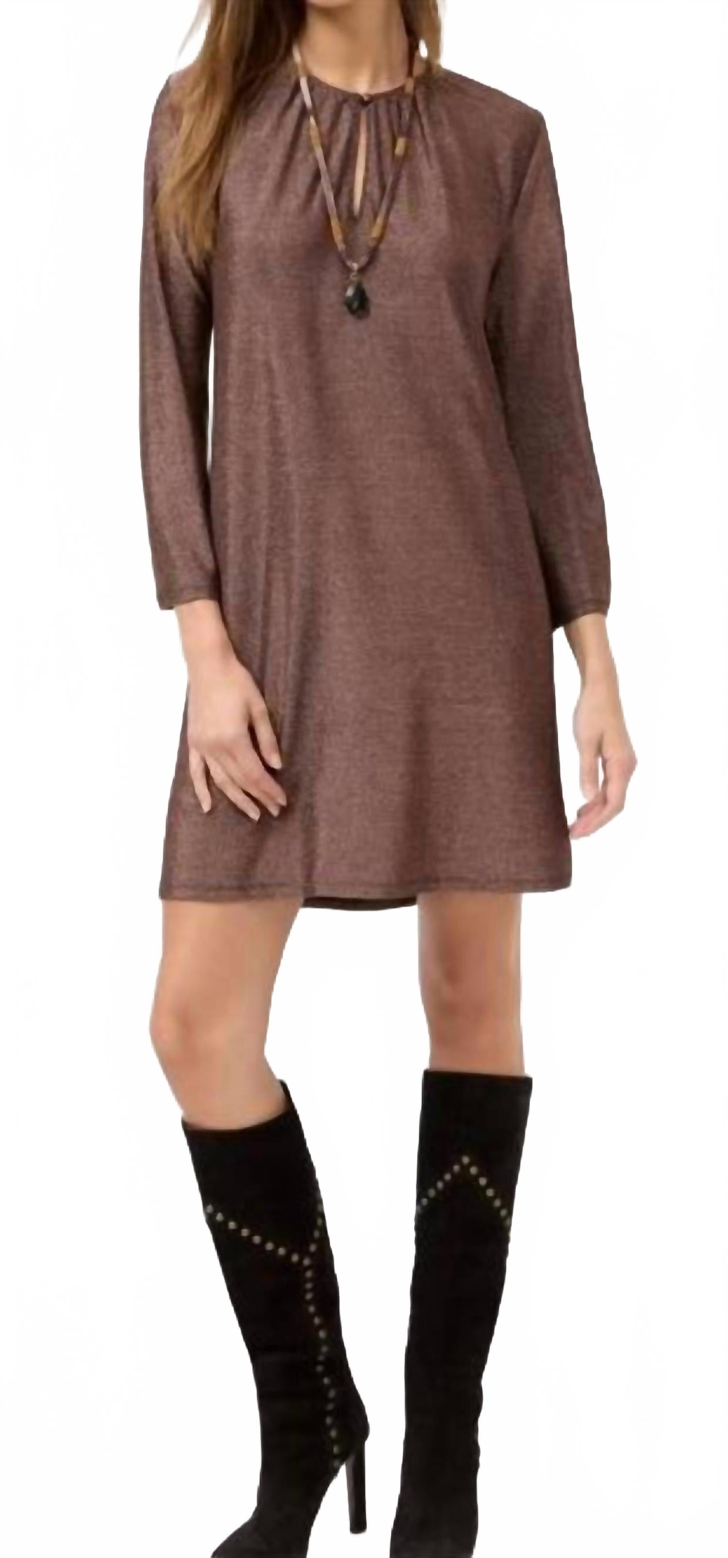 

Johnny Was Мини-платье Milagros с широкими рукавами, бронзового металлического цвета