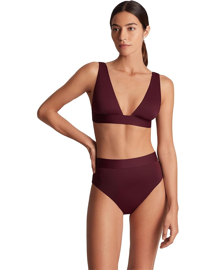 

Пляжный топ Lauren Ralph Lauren Beach Club Solid Banded Modern V-Neck Top, цвет Claret