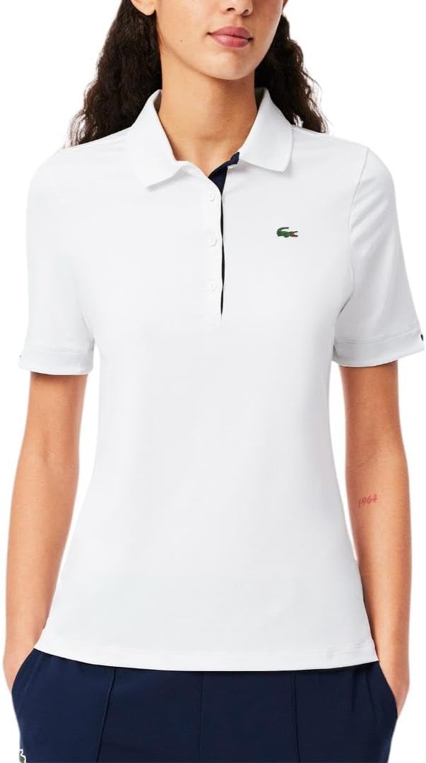 

Женская спортивная поло Lacoste для гольфа с защитой от ультрафиолета, White/Navy Blue