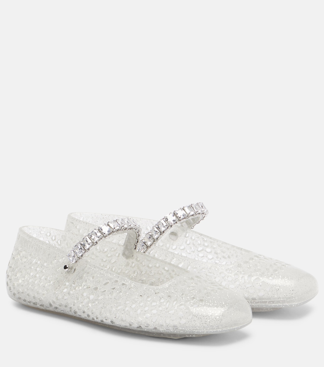 Балетки Mary Jane из искусственной кожи с желейными украшениями Jimmy Choo, Clear/Silv