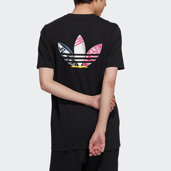 Футболка Men's adidas originals Ts Ss Tee Logo Printing Round Neck Sports Short Sleeve Black T-Shirt, мультиколор — фото 3