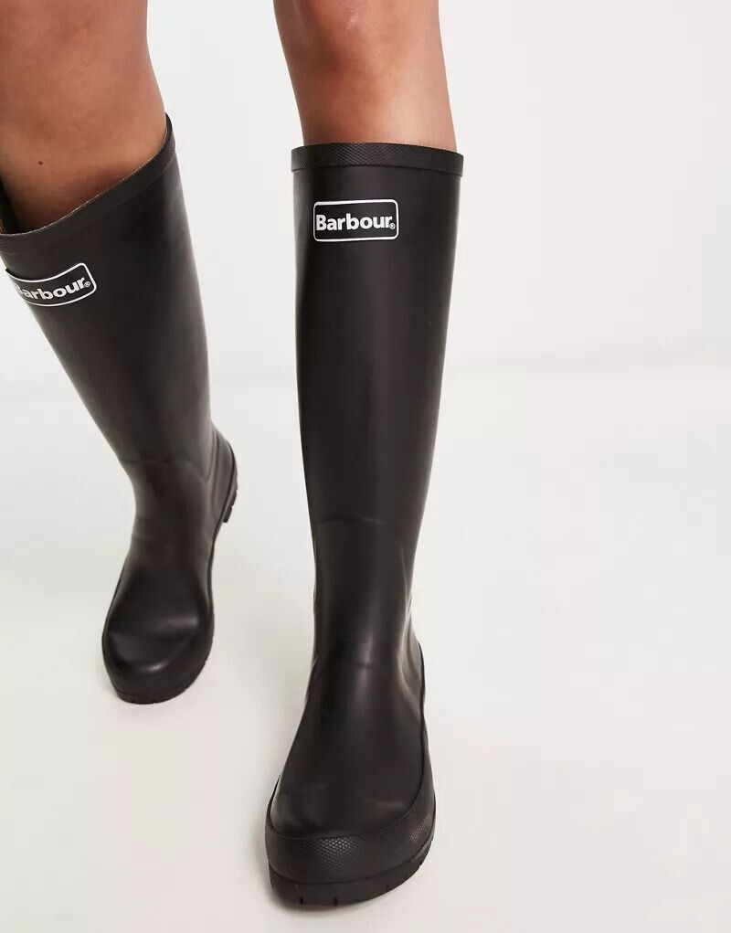 Резиновые женские сапоги Barbour с логотипом, черный — фото 4